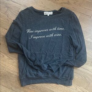 Wildfox Charcoal Women's Sweater with Wine Quote